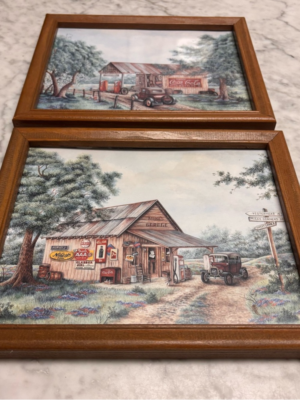 Vintage Country Store Wall Art Pair with Coca-Cola Sign